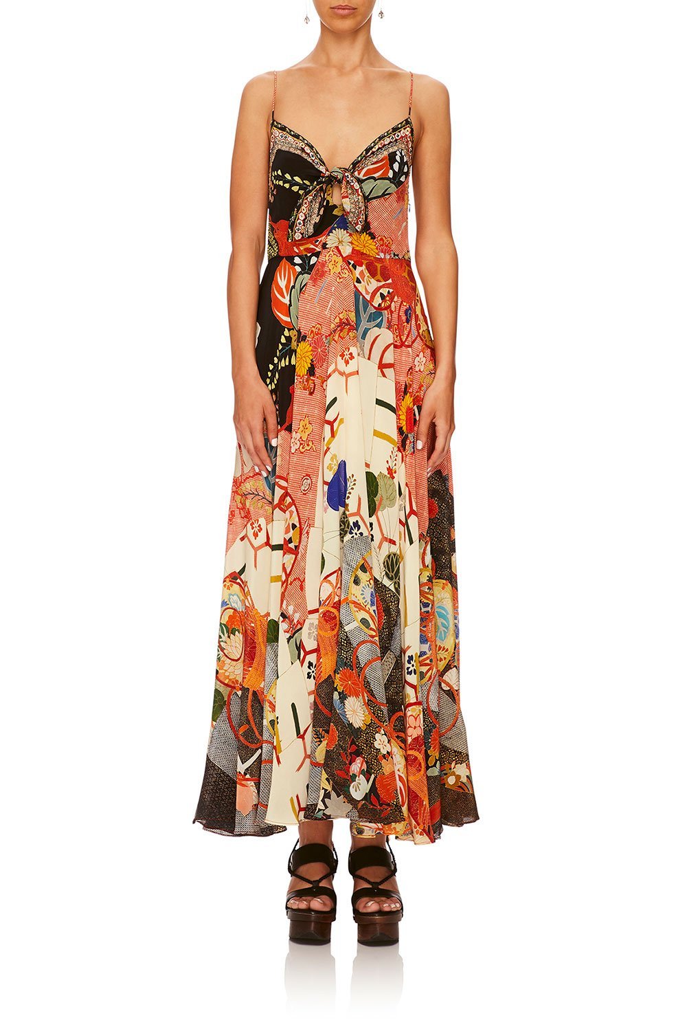 KISSING THE SUN LONG DRESS W TIE FRONT