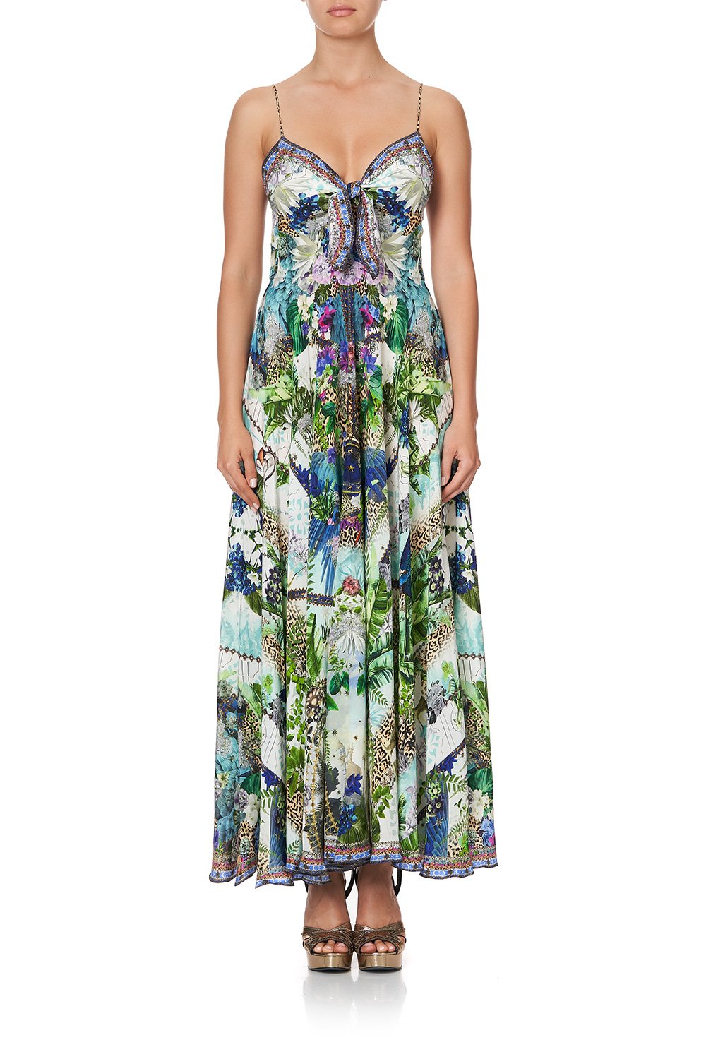 LONG DRESS WITH TIE FRONT MOON GARDEN