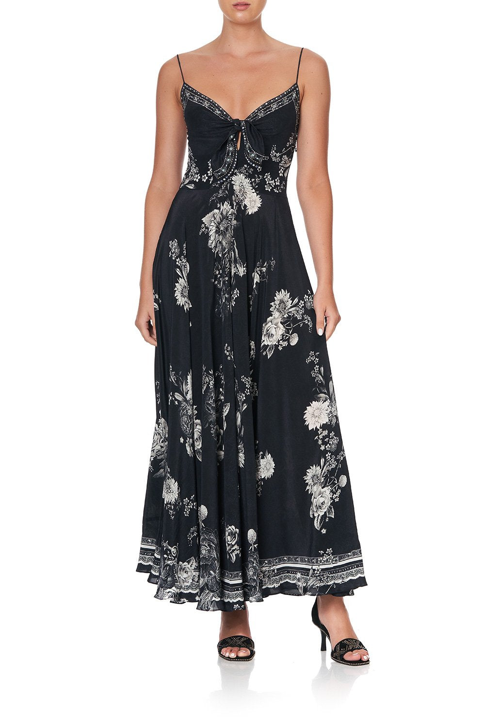 LONG DRESS WITH TIE FRONT MOONSHINE BLOOM