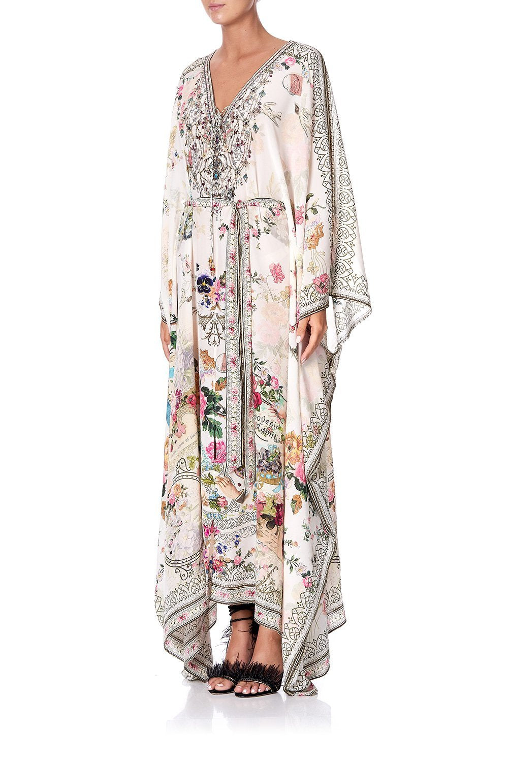 SPLIT HEM LACE UP KAFTAN JARDIN POSTCARDS