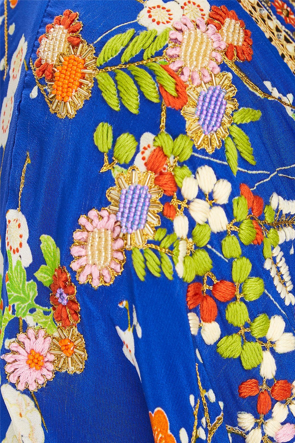 CAMILLA LONG KAFTAN WITH WAISTBAND PLAYING KOI