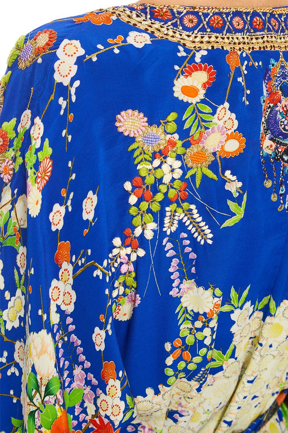 CAMILLA LONG KAFTAN WITH WAISTBAND PLAYING KOI