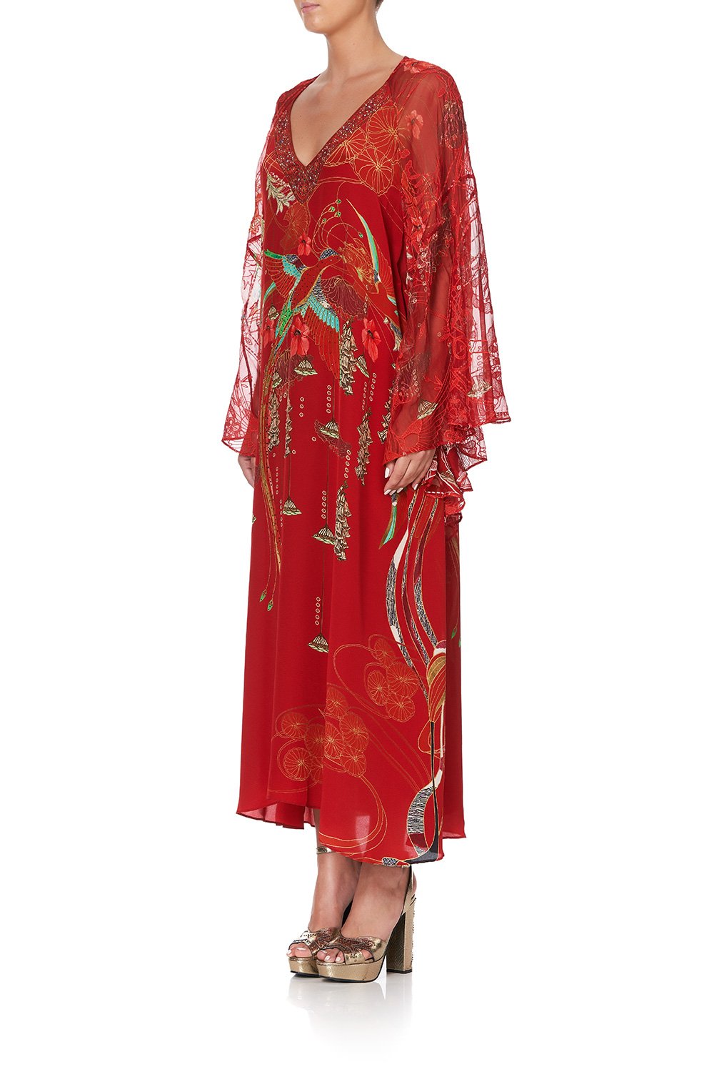 LONG RAGLAN SLEEVE FLARED KAFTAN FORBIDDEN FRUIT