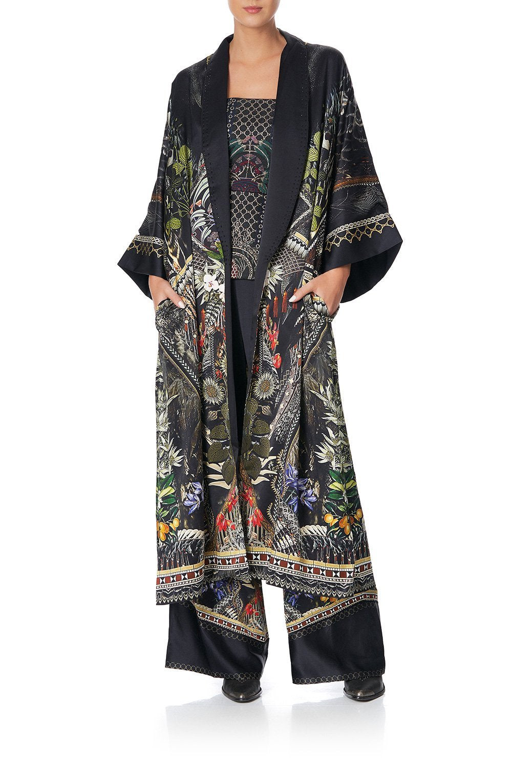 LONG ROBE WITH NARROW COLLAR BOTANICAL CHRONICLES
