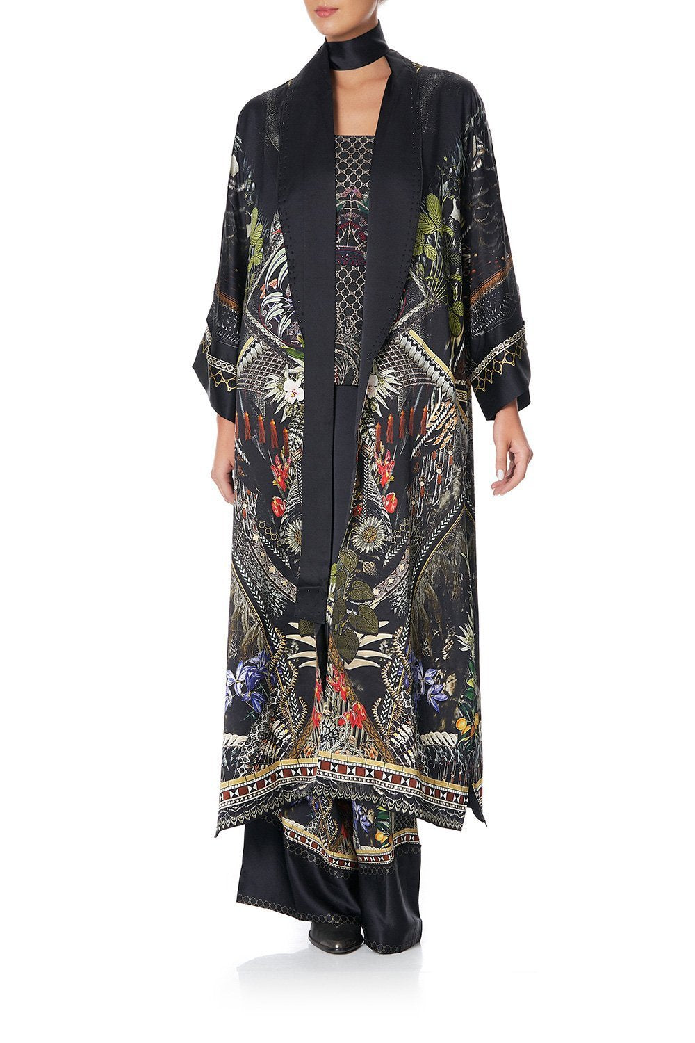 LONG ROBE WITH NARROW COLLAR BOTANICAL CHRONICLES