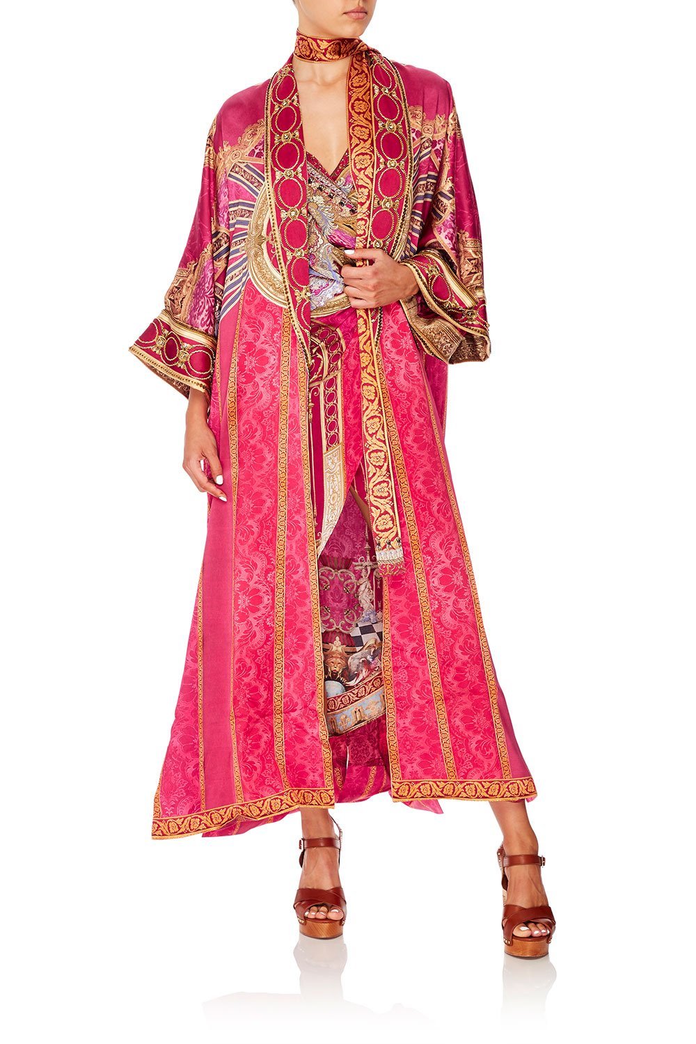 CAMILLA LONG ROBE WITH NARROW COLLAR LOUNGE HOUR