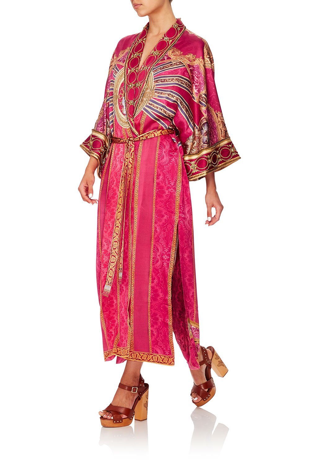 CAMILLA LONG ROBE WITH NARROW COLLAR LOUNGE HOUR