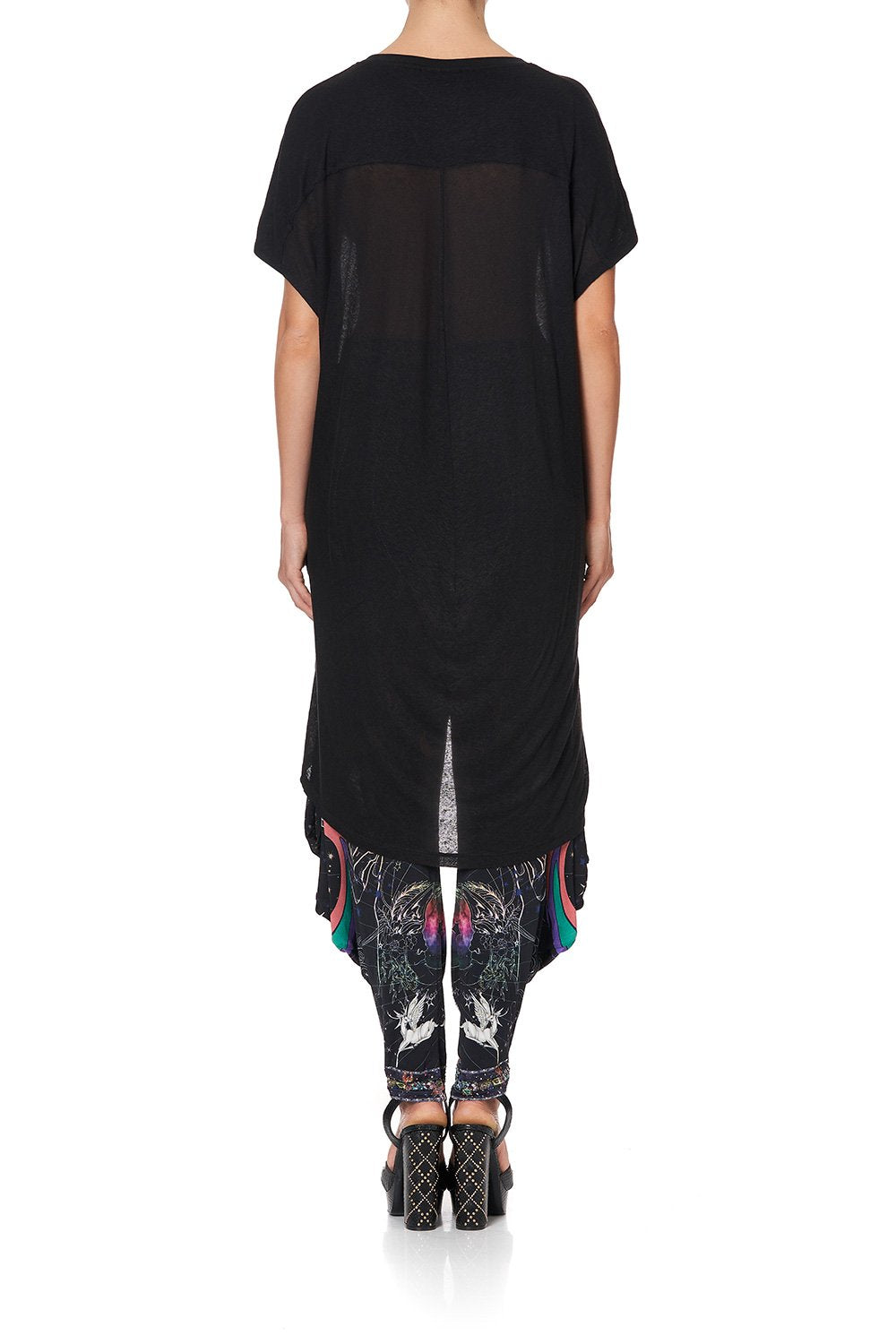 LONG SCOOP BACK HEM T-SHIRT MIDNIGHT MOON HOUSE