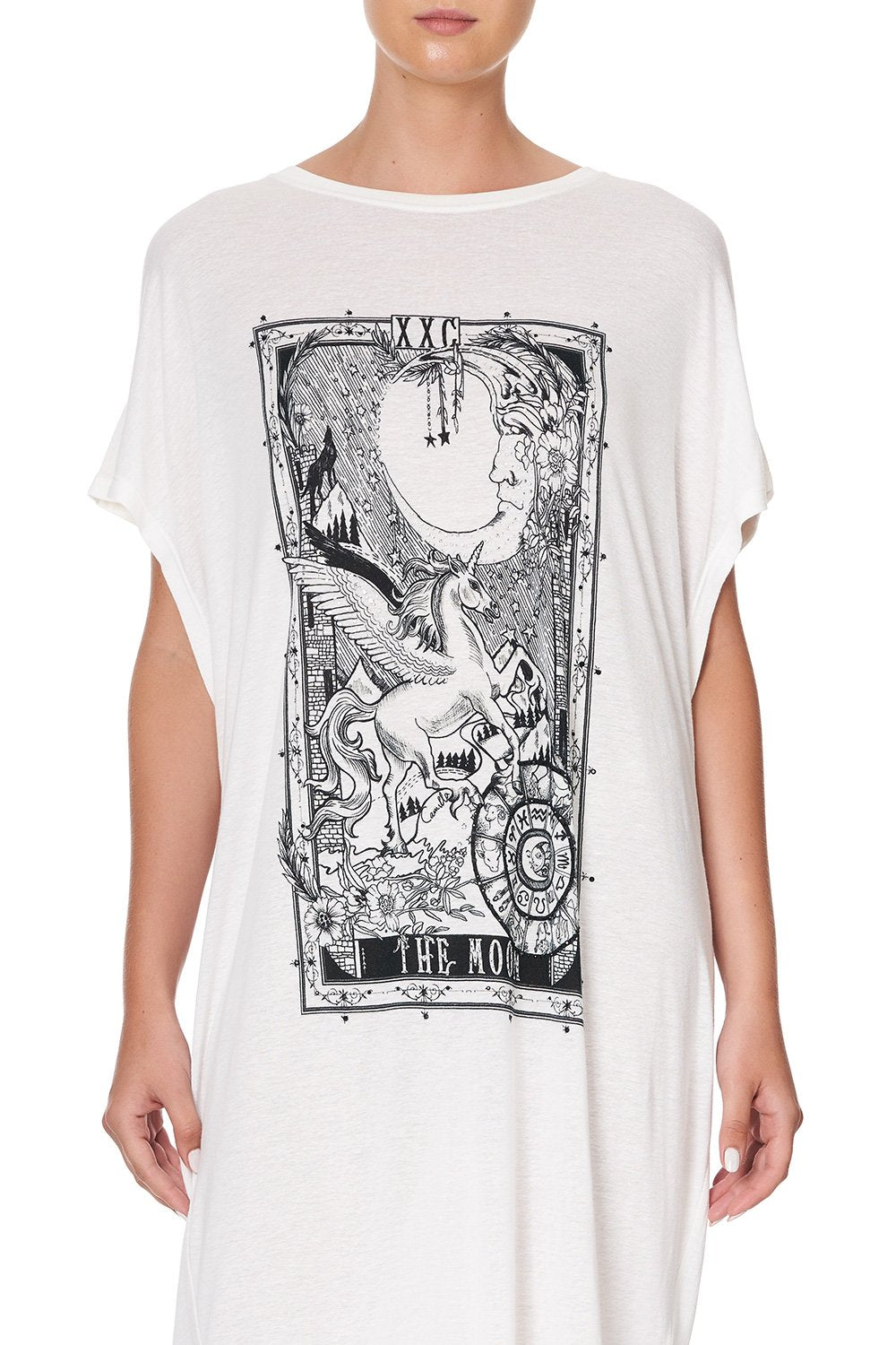 LONG SCOOP BACK HEM T-SHIRT SILVER LININGS