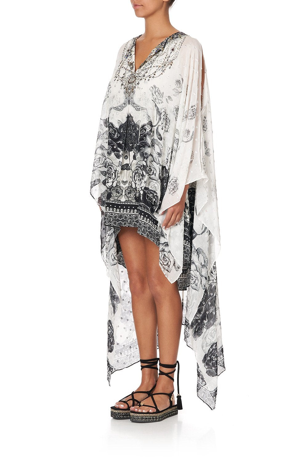 LONG SHEER OVERLAY DRESS MIDNIGHT PEARL