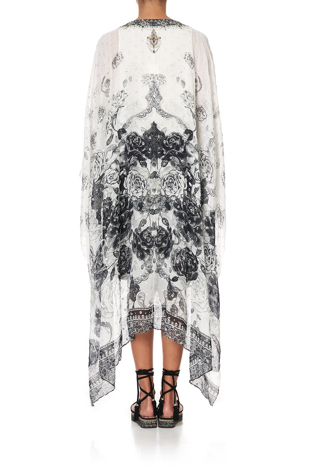 LONG SHEER OVERLAY DRESS MIDNIGHT PEARL