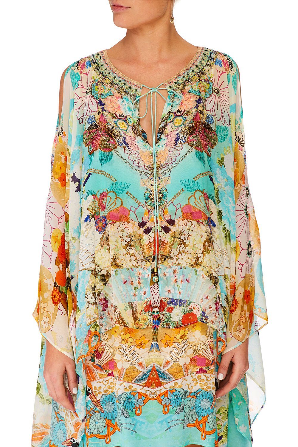 CAMILLA RETROS RAINBOW LONG SHEER OVERLAY DRESS