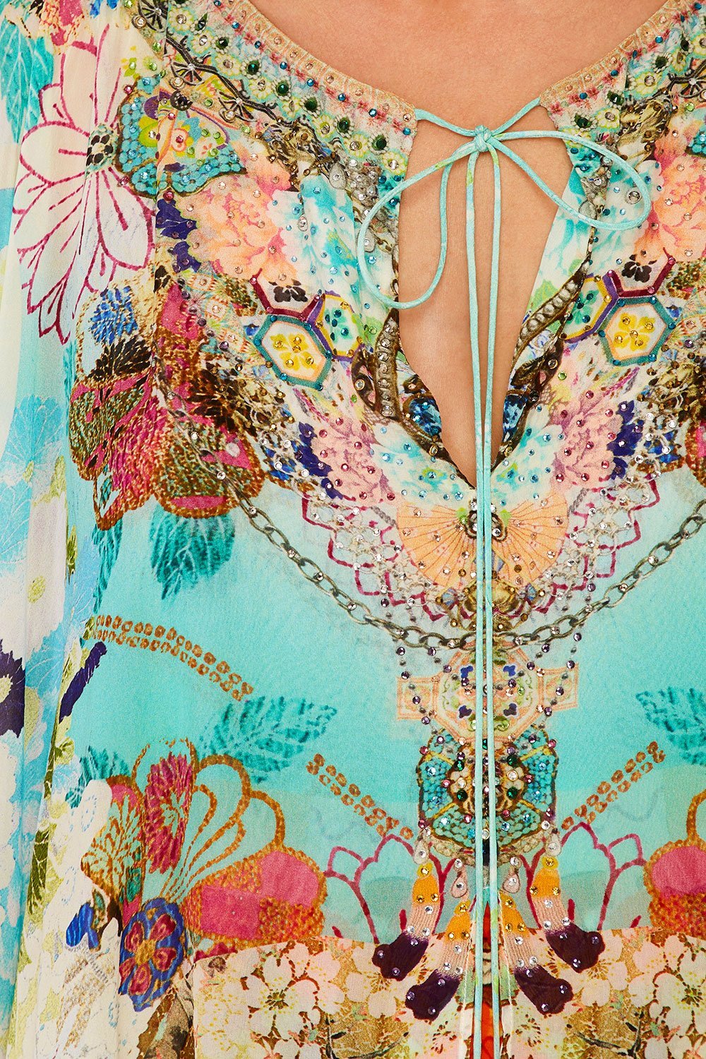 CAMILLA RETROS RAINBOW LONG SHEER OVERLAY DRESS