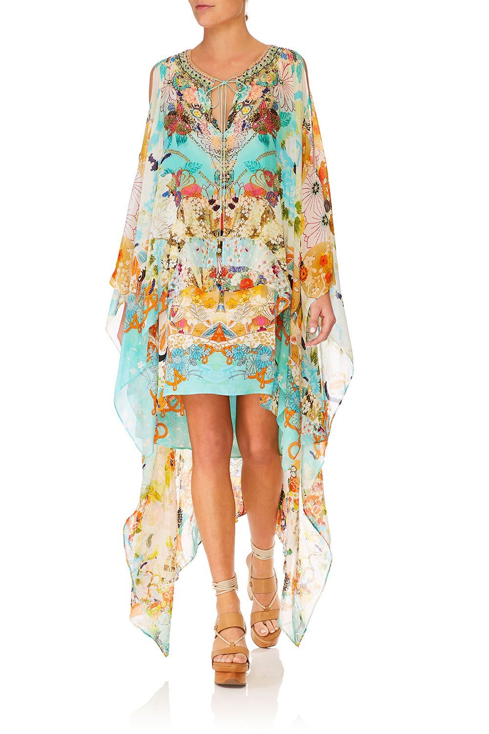 CAMILLA RETROS RAINBOW LONG SHEER OVERLAY DRESS