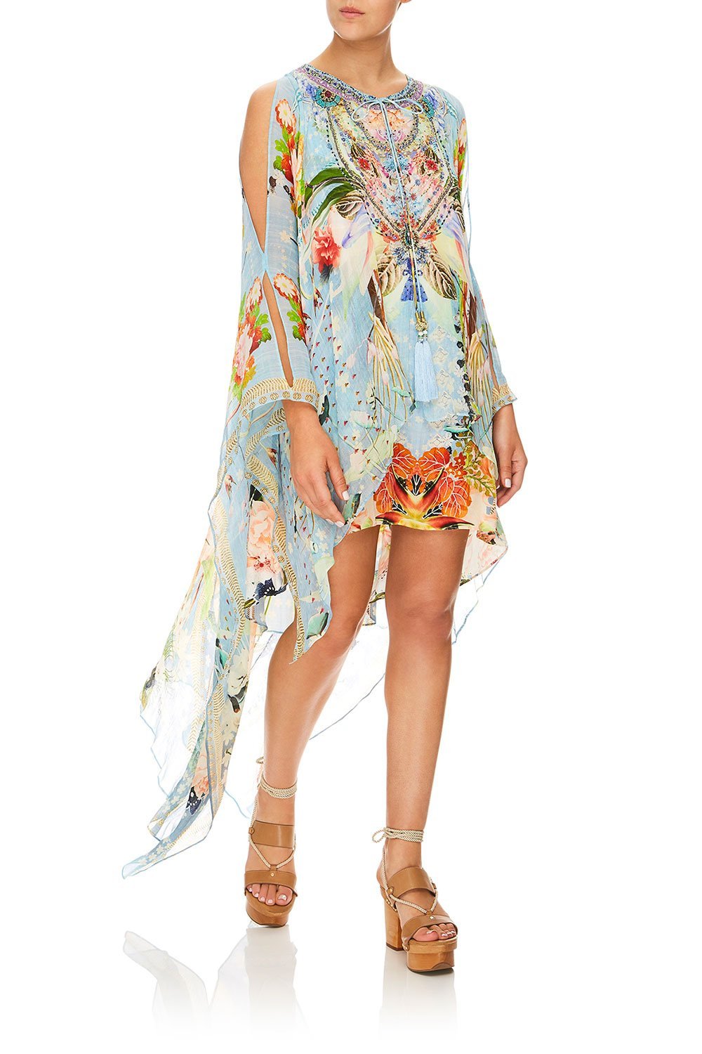 CAMILLA THE STILL ABYSS LONG SHEER OVERLAY DRESS