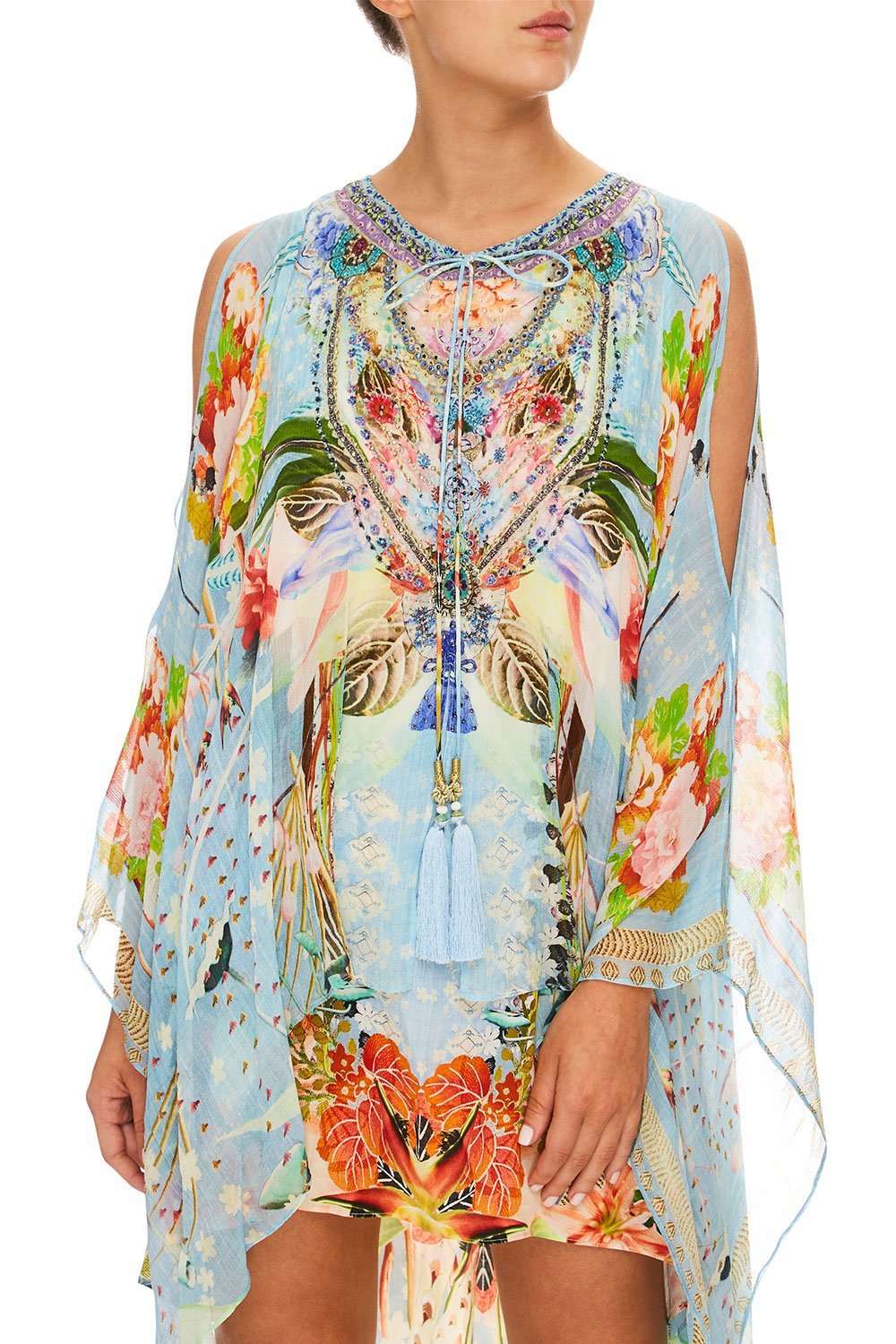 CAMILLA THE STILL ABYSS LONG SHEER OVERLAY DRESS