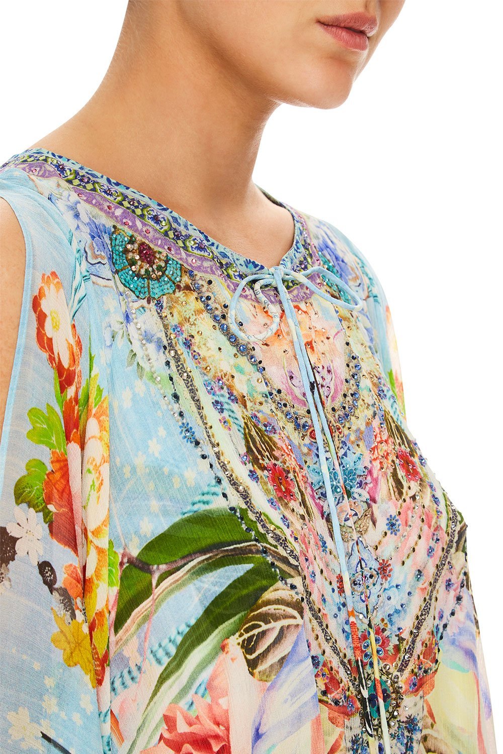 CAMILLA THE STILL ABYSS LONG SHEER OVERLAY DRESS