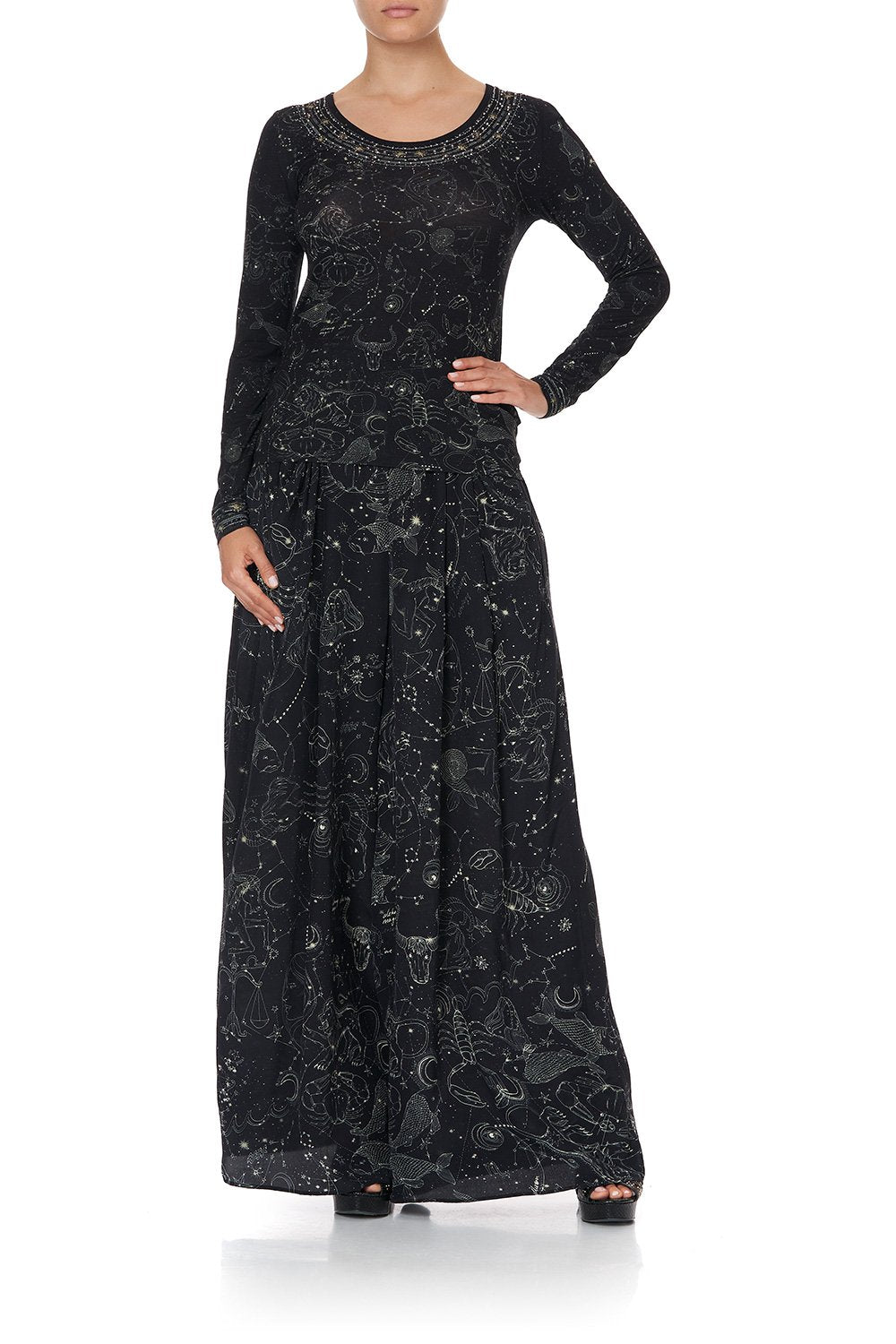 LONG SLEEVE FITTED TOP MIDNIGHT MOON HOUSE