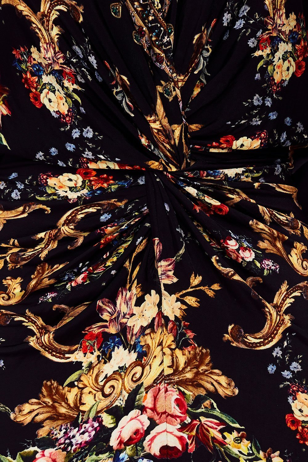 CAMILLA LONG SPLIT FRONT TWIST DRESS FRIEND IN FLORA