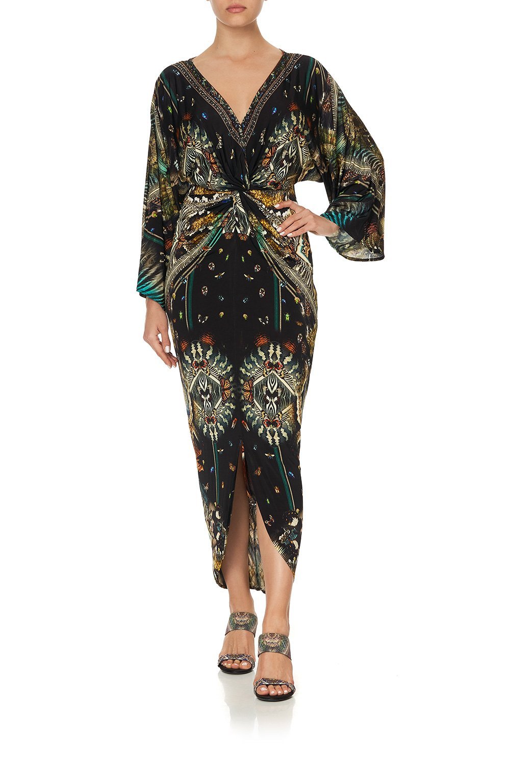 LONG SPLIT FRONT TWIST DRESS MATERNAL INSTINCT