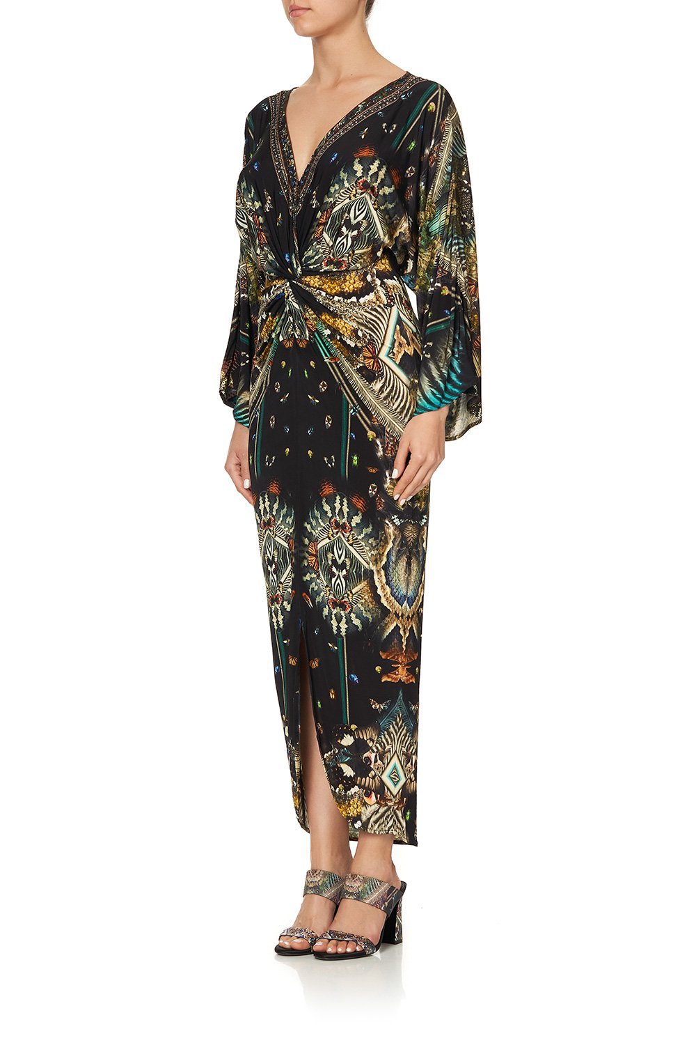 LONG SPLIT FRONT TWIST DRESS MATERNAL INSTINCT