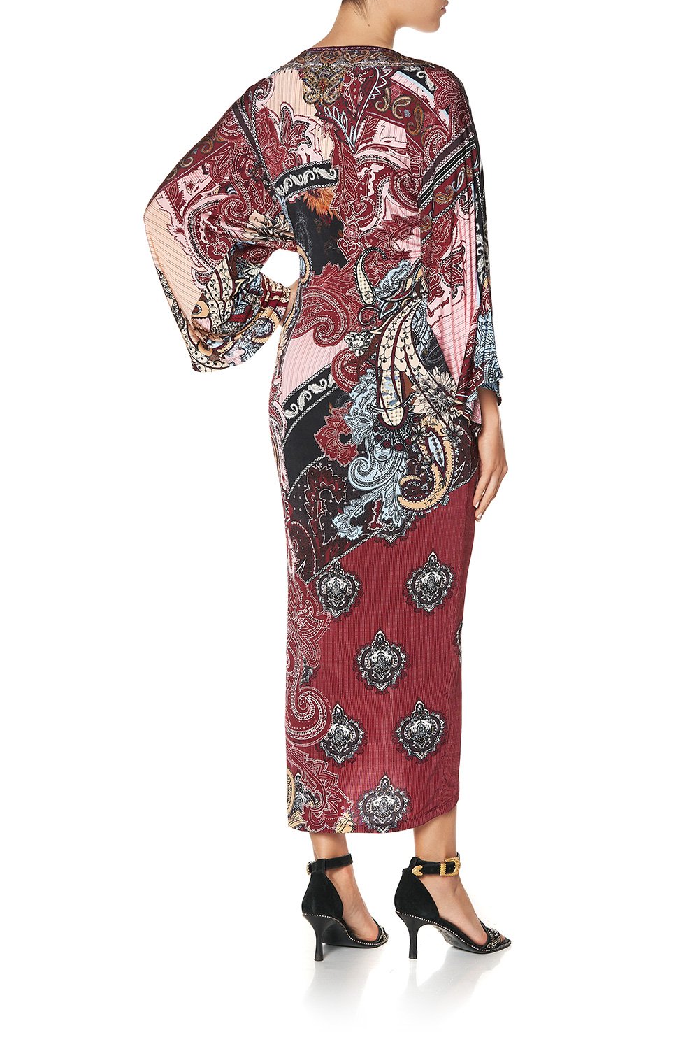 LONG SPLIT FRONT TWIST DRESS TALE OF THE FIRE BIRD