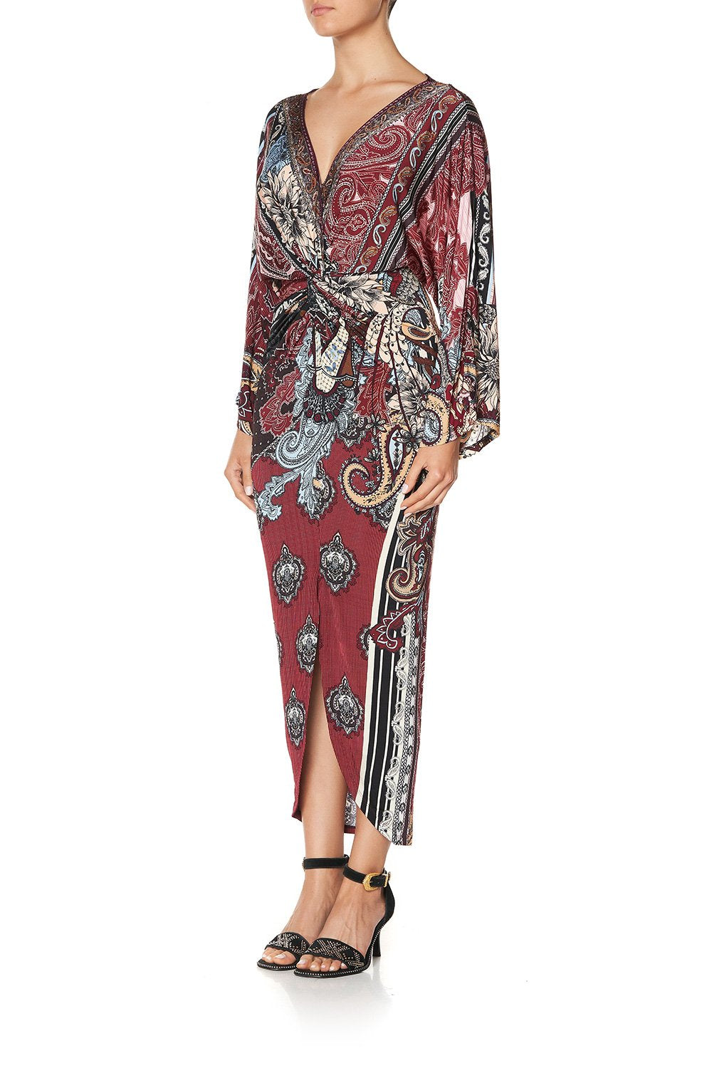 LONG SPLIT FRONT TWIST DRESS TALE OF THE FIRE BIRD