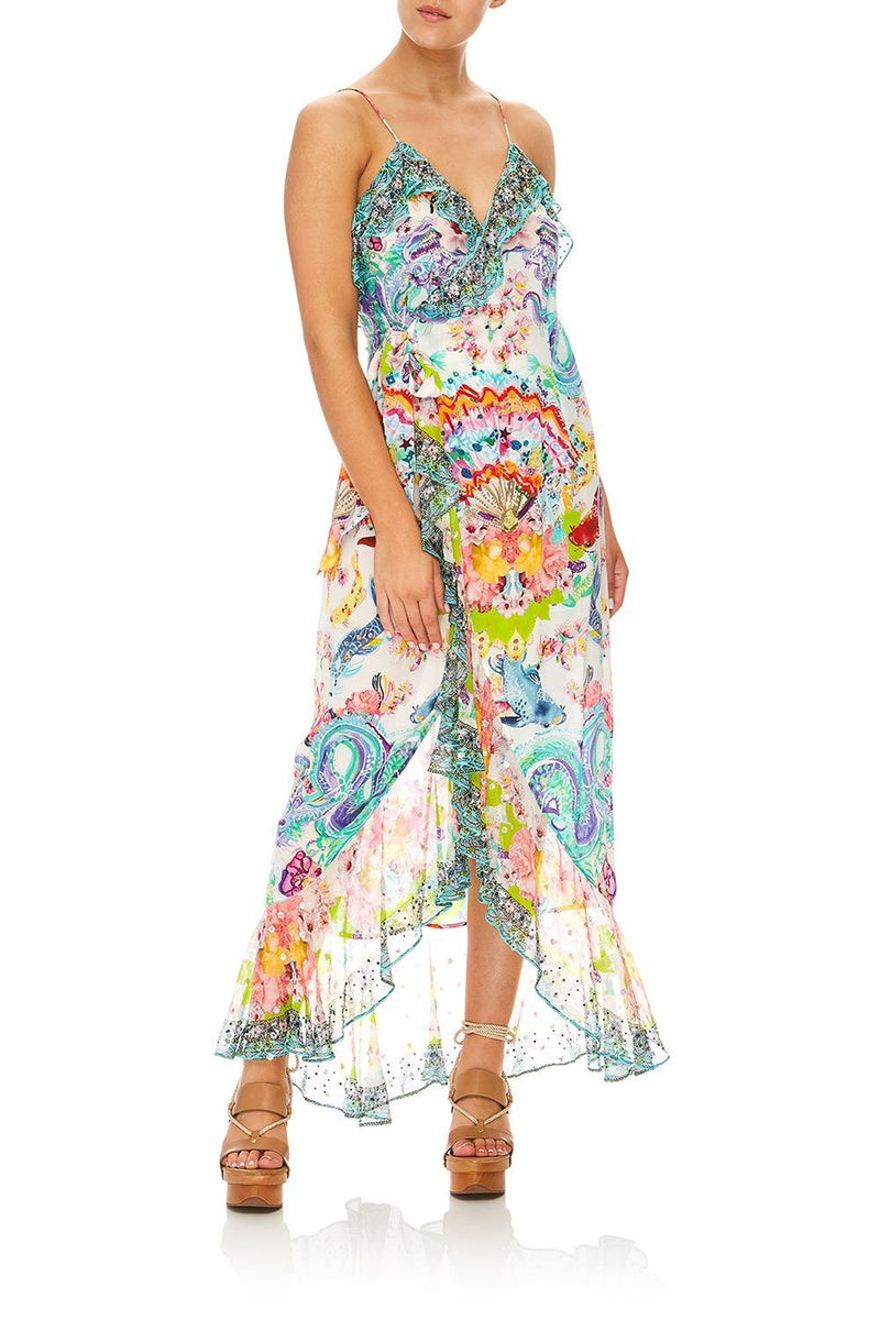 OFF SHOULDER FRILL HEM DRESS DRAGON DIVINITY