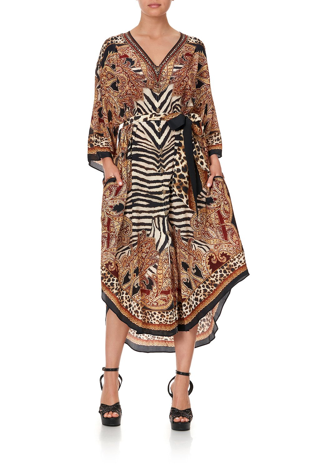 LOOSE BUTTON THROUGH DRESS WILD FIRE