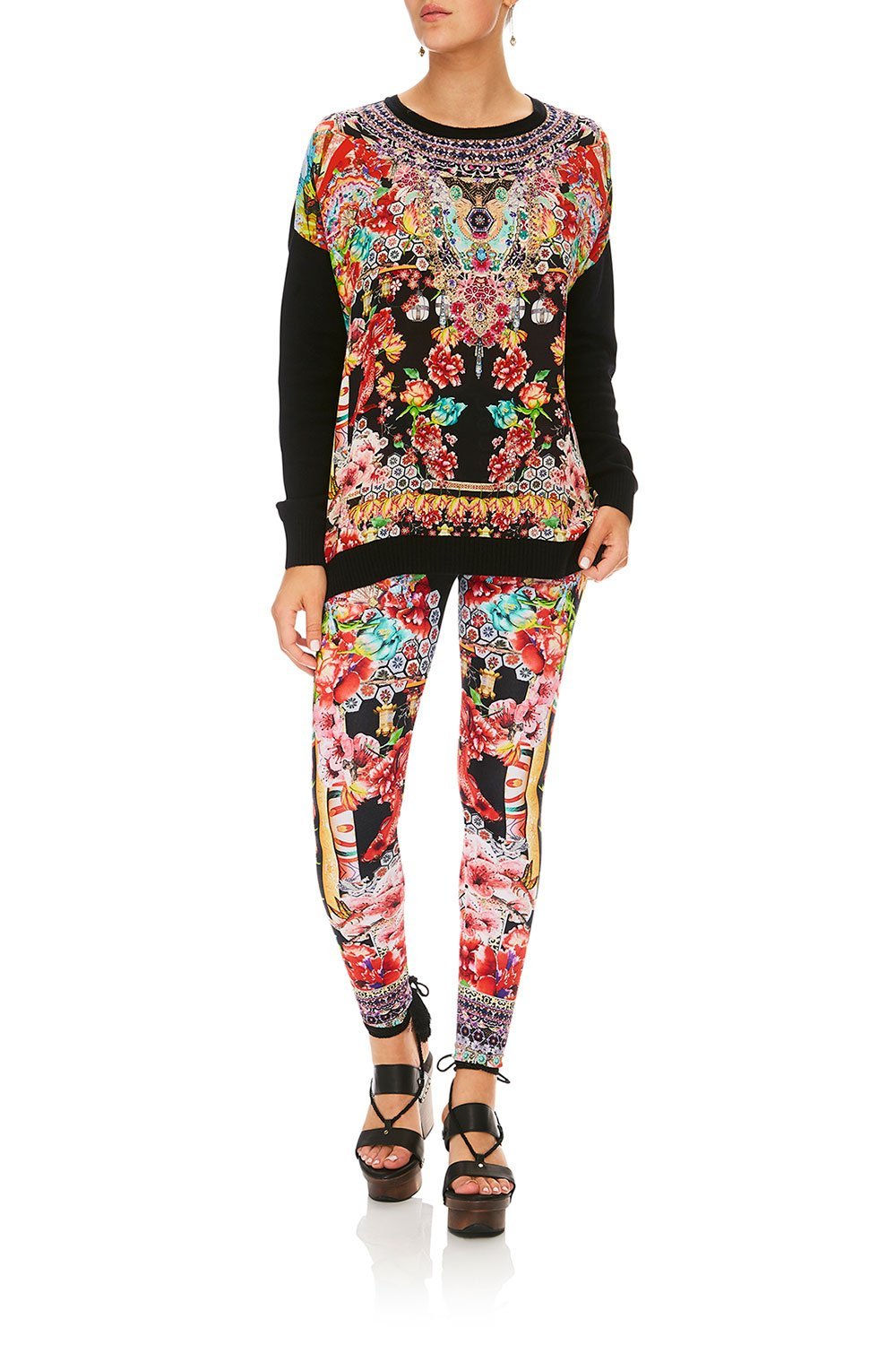 CAMILLA PAINTED LAND LOOSE FIT JUMPER W/ KNIT FRONT