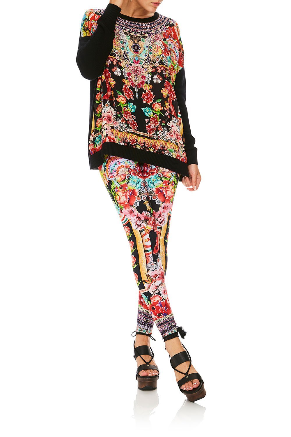 CAMILLA PAINTED LAND LOOSE FIT JUMPER W/ KNIT FRONT