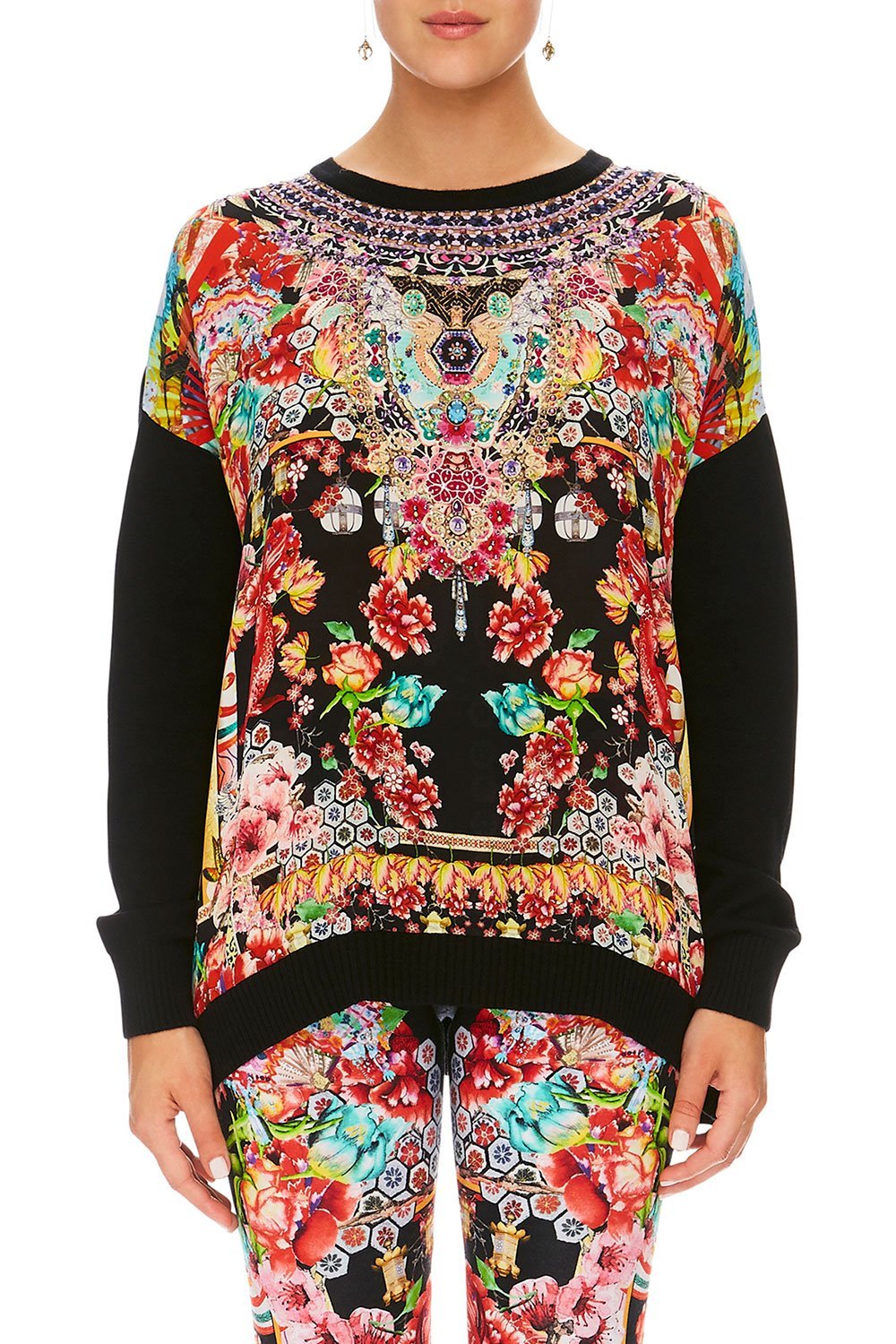 CAMILLA PAINTED LAND LOOSE FIT JUMPER W/ KNIT FRONT