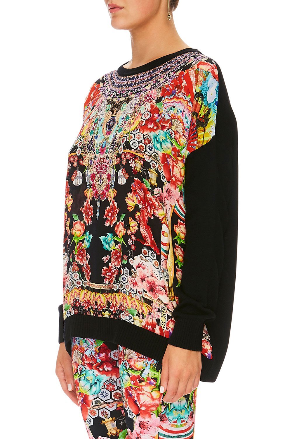 CAMILLA PAINTED LAND LOOSE FIT JUMPER W/ KNIT FRONT