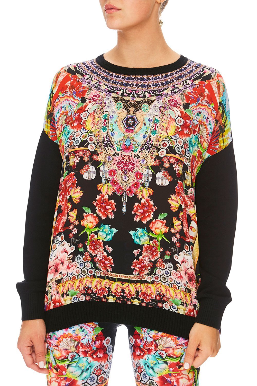 CAMILLA PAINTED LAND LOOSE FIT JUMPER W/ KNIT FRONT