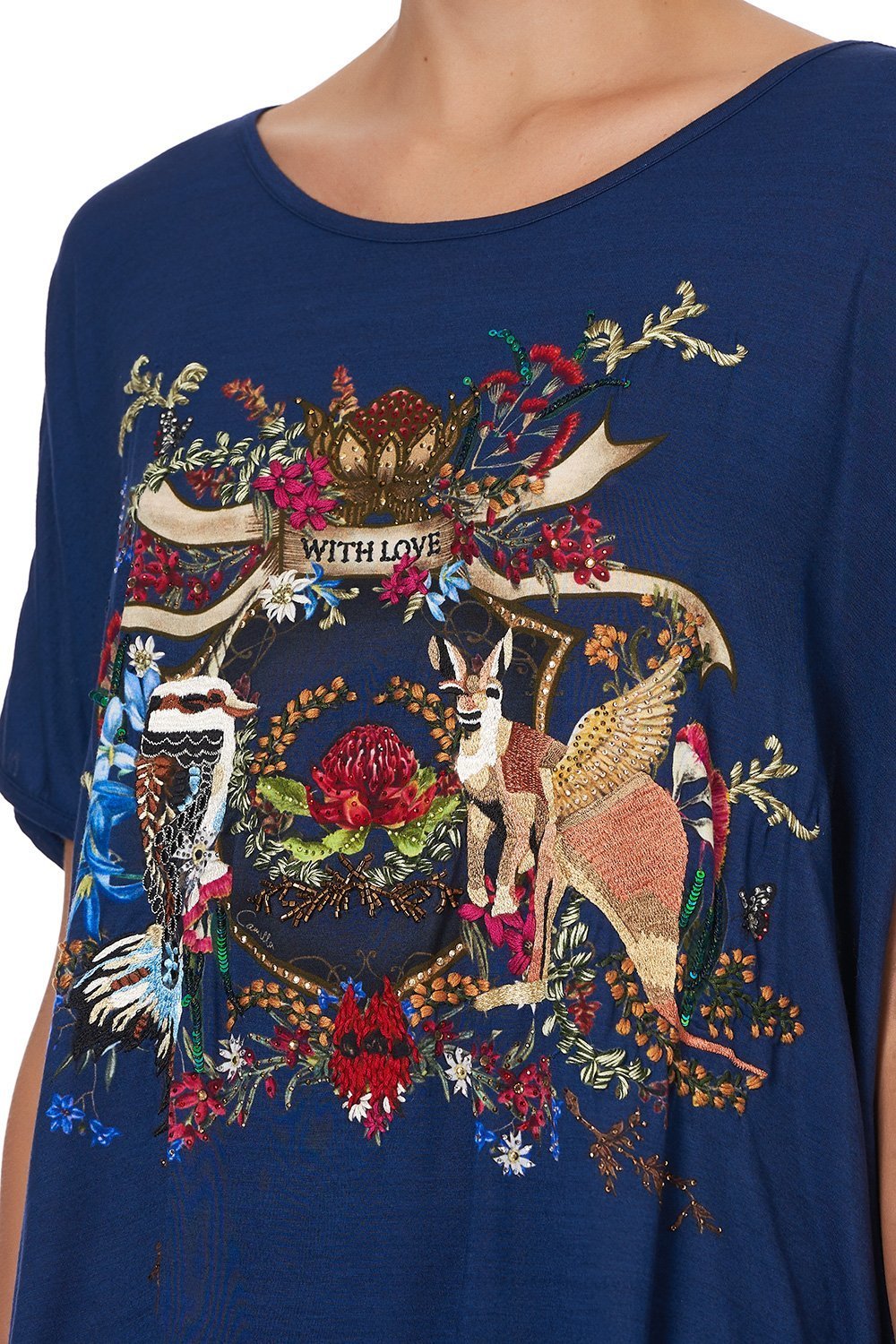 LOOSE FIT ROUND NECK TEE WINGS IN ARMS