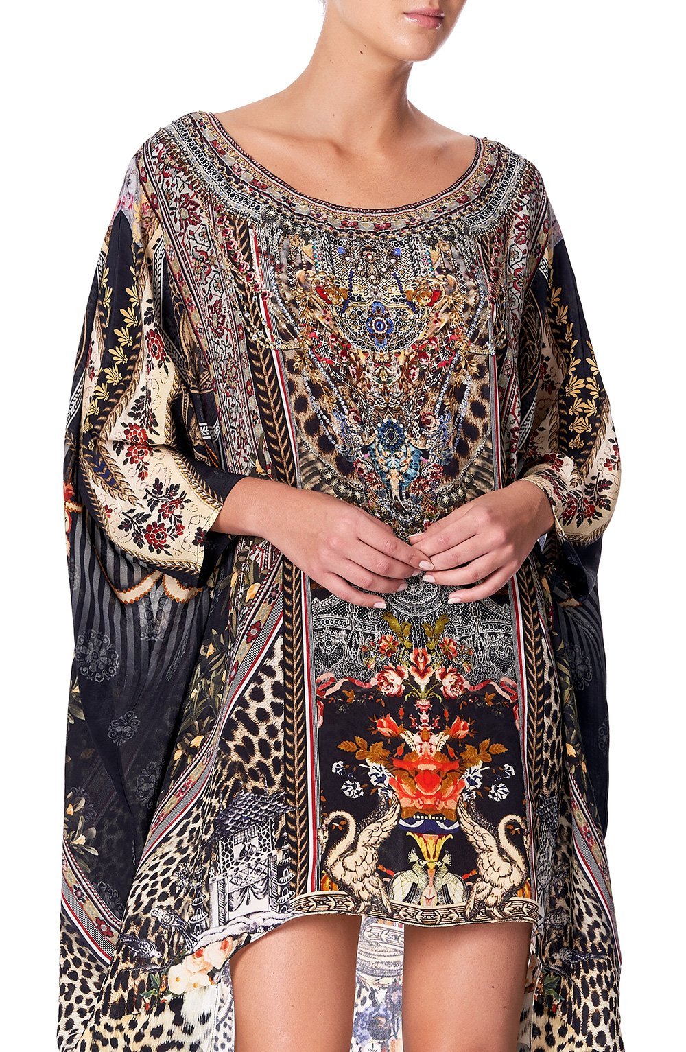 SCOOP BACK HEM DRESS MARAIS AT MIDNIGHT