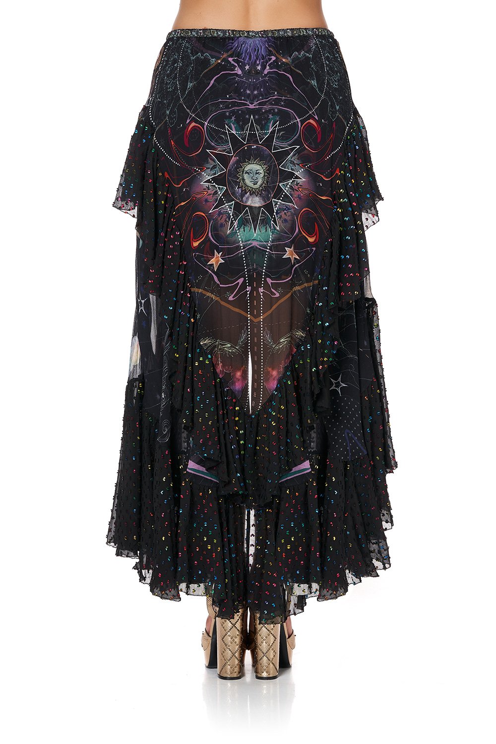 MAXI SKIRT WITH DOUBLE FRILL MIDNIGHT MOON HOUSE