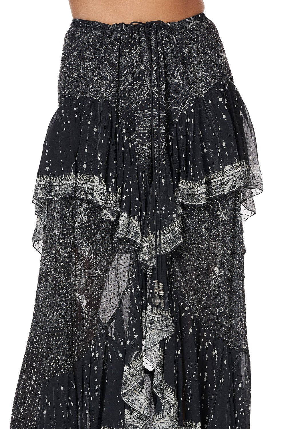 MAXI SKIRT WITH DOUBLE FRILL MIDNIGHT PEARL