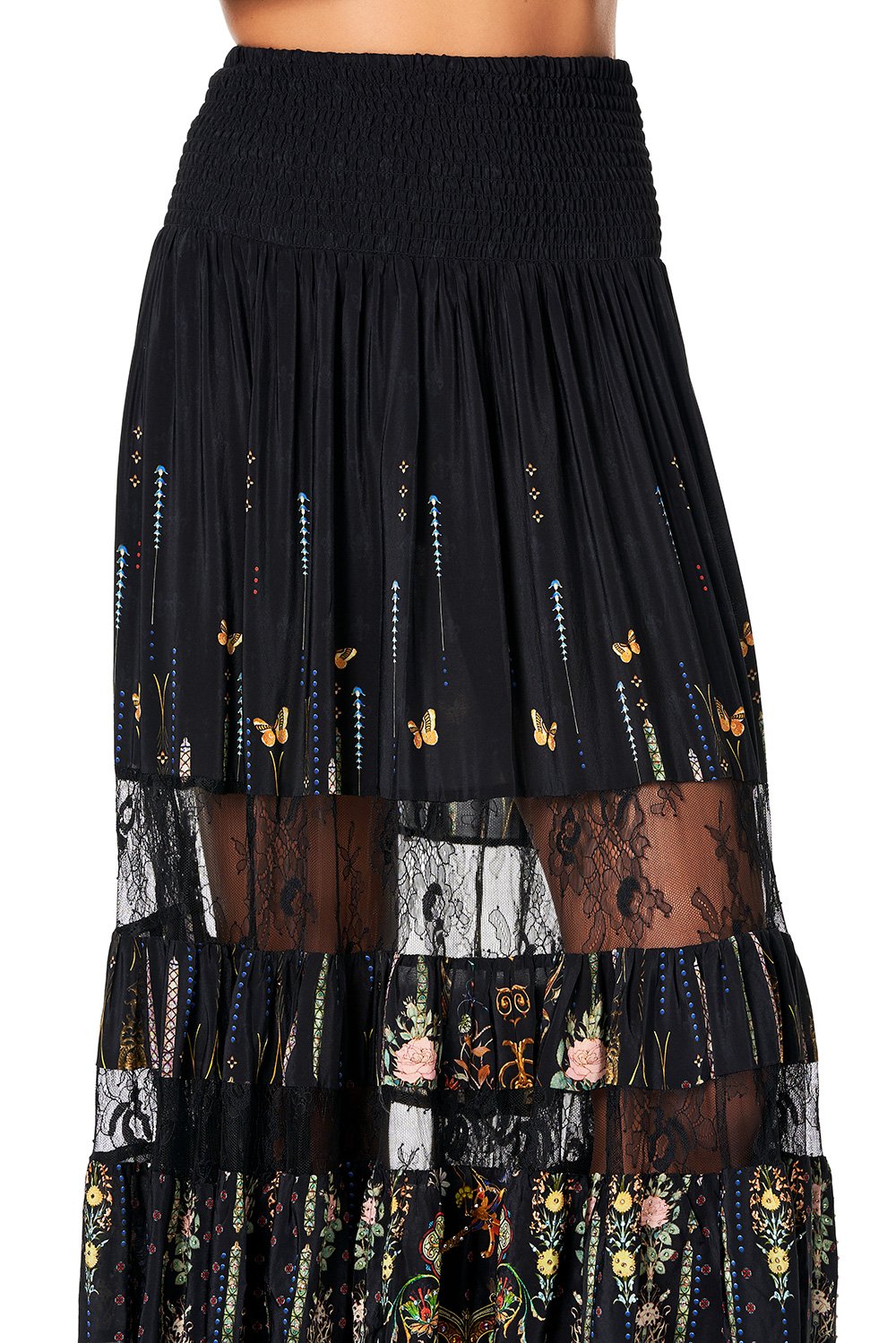 CAMILLA MAXI SKIRT WITH LACE INSERTS REBELLE REBELLE