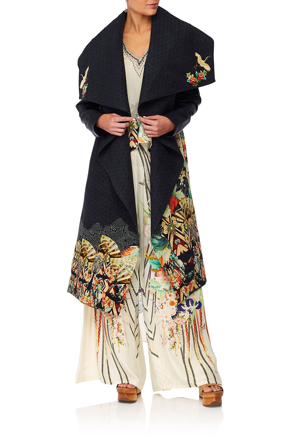 CAMILLA MIDNIGHT MOONCHILD WATERFALL COLLAR COAT