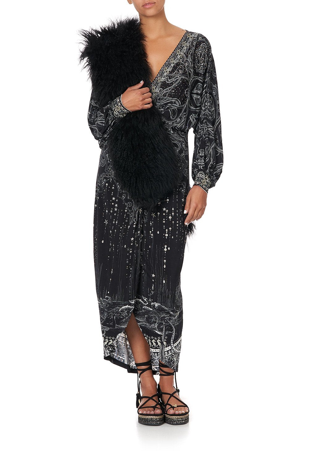 MONGOLIAN STOLE MIDNIGHT PEARL