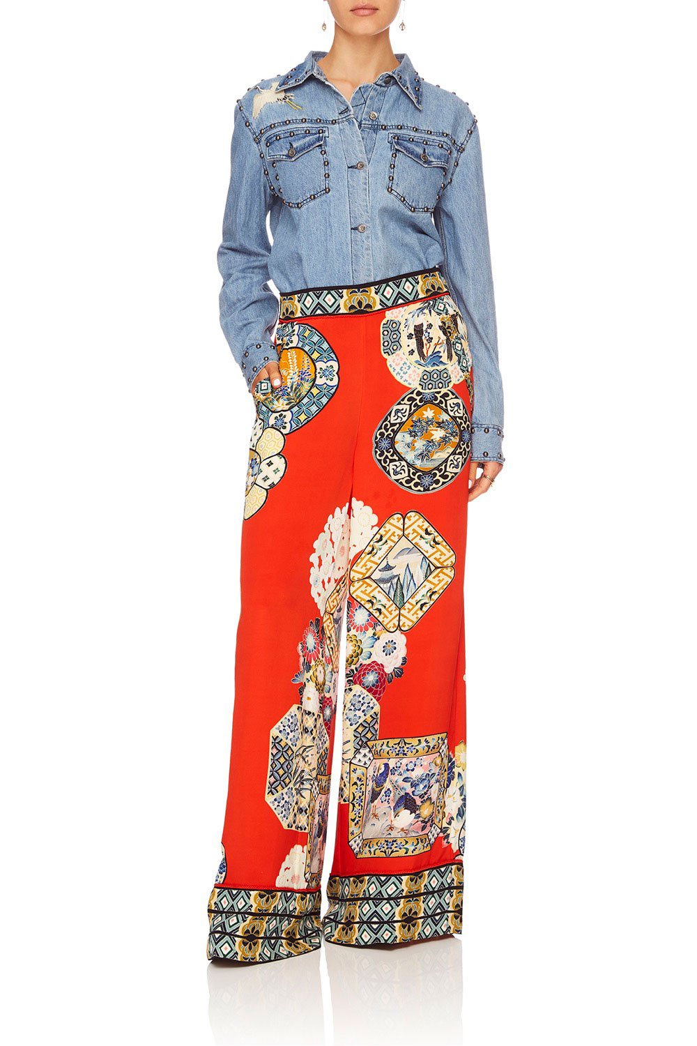 MS MAIKO STUDDED DENIM SHIRT