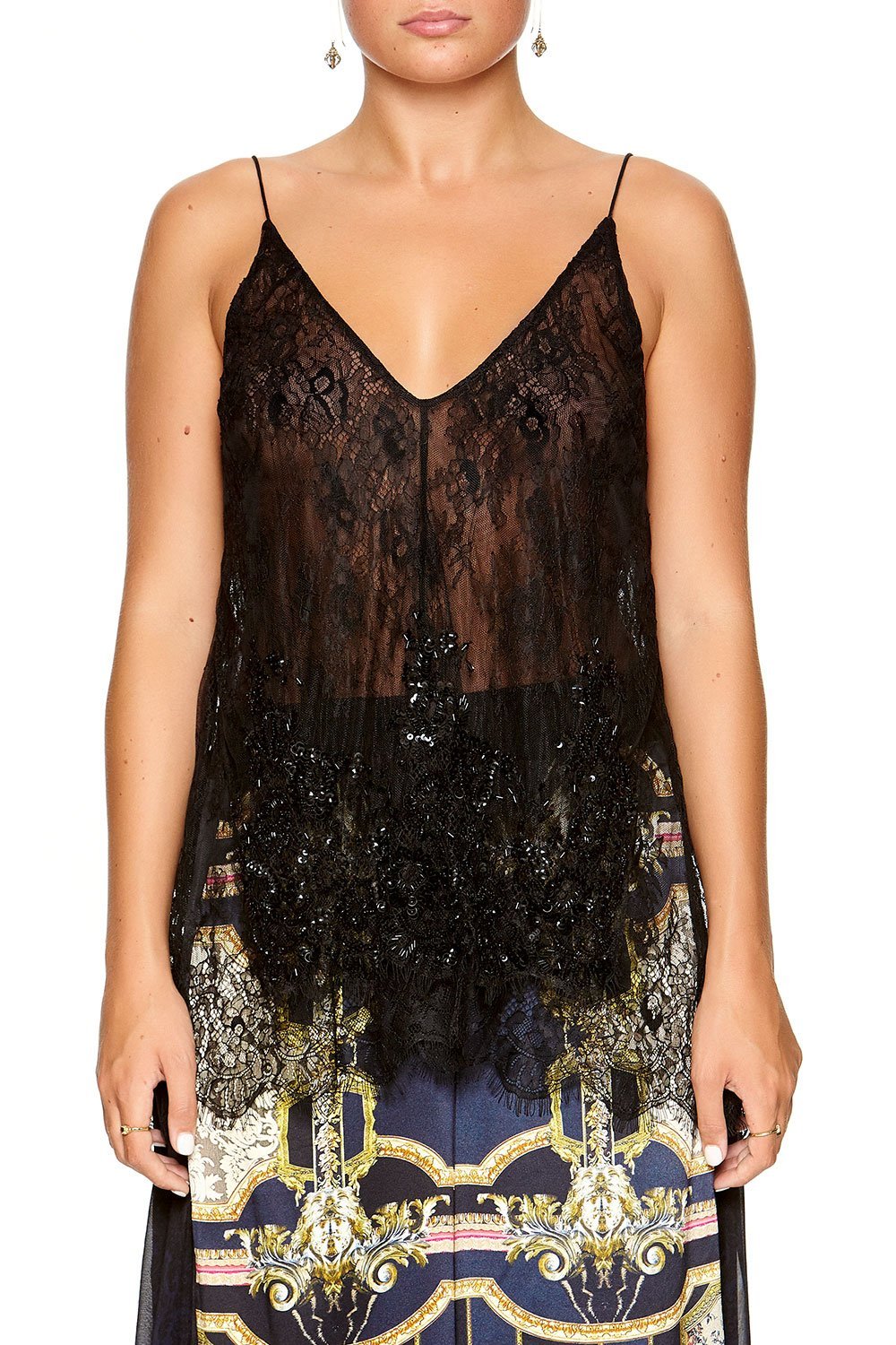 CAMILLA MULTI LAYER V NECK TOP FRIEND IN FLORA