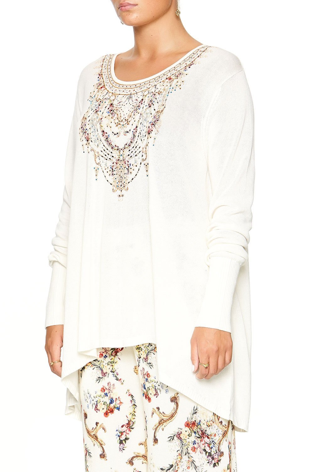 CAMILLA NECKLINE PRINT JUMPER IVORY