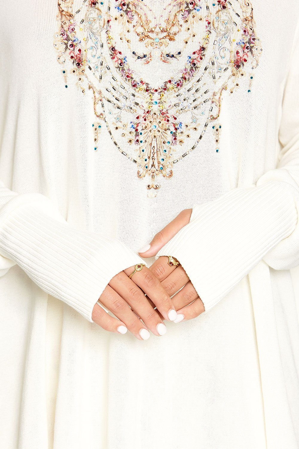 CAMILLA NECKLINE PRINT JUMPER IVORY