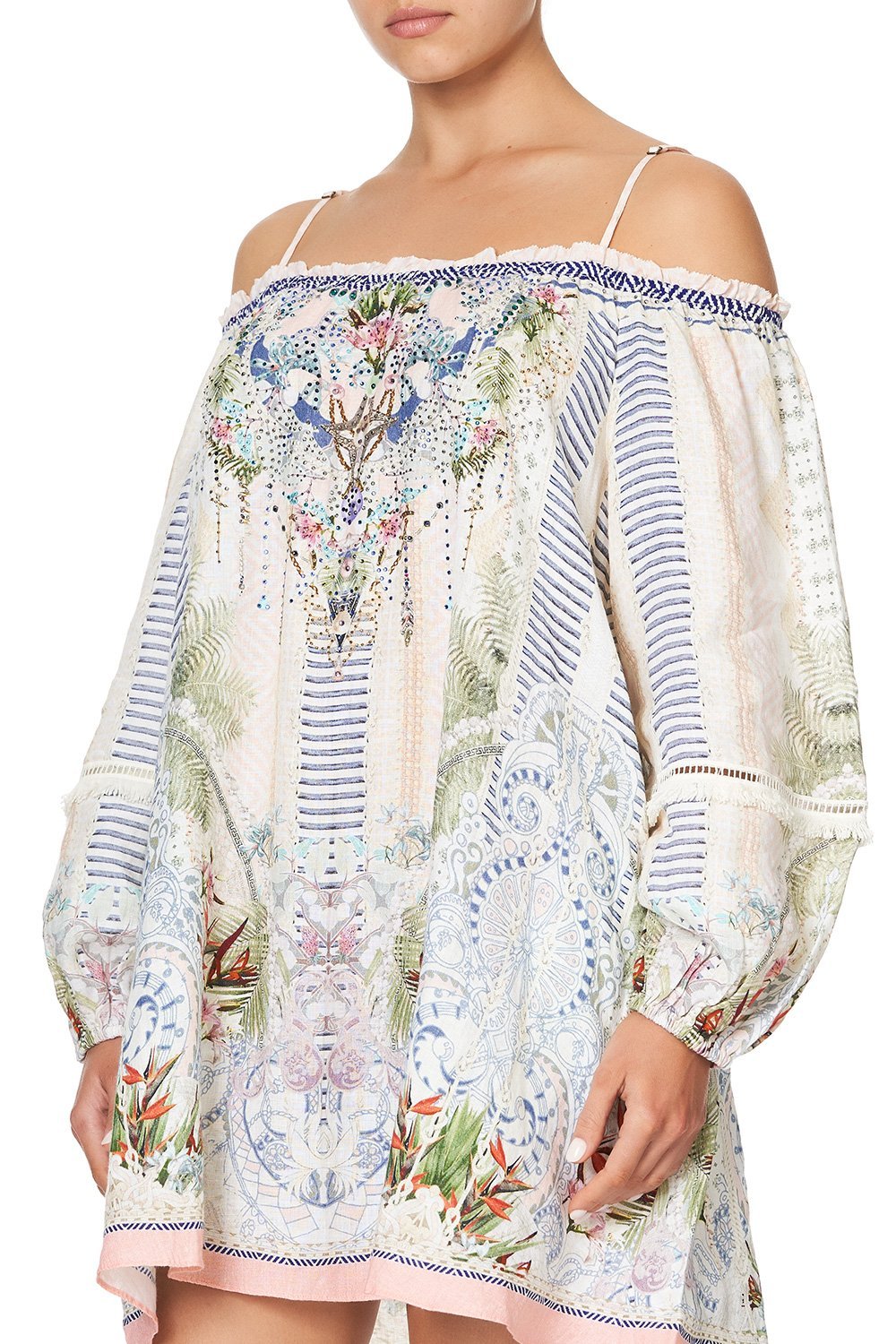 OFF SHOULDER DRESS WITH STRAPS BEACH SHACK