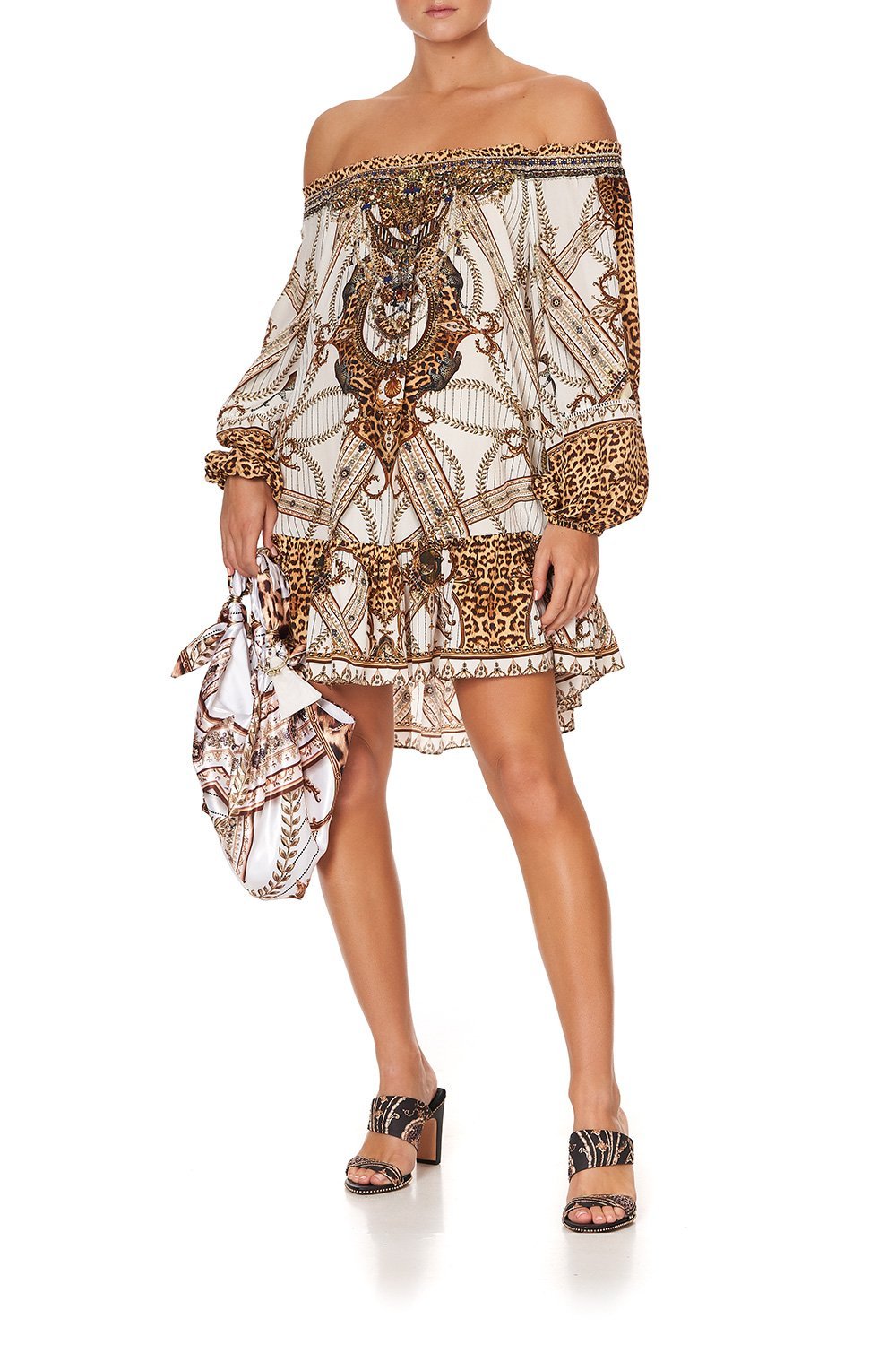 OFF SHOULDER DRESS WITH STRAPS MIND YOUR MANOR