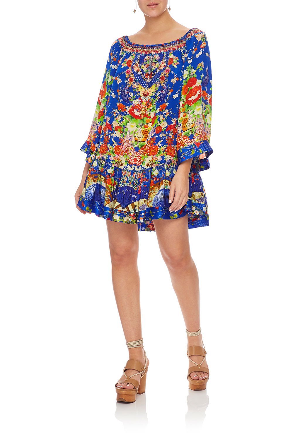 CAMILLA OFF SHOULDER FRILL HEM DRESS PLAYING KOI