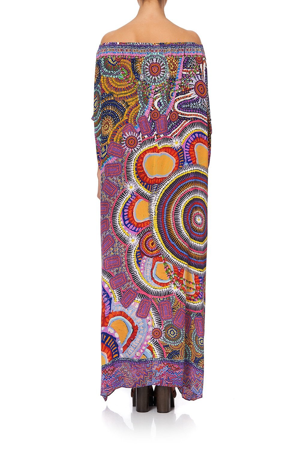 OFF SHOULDER KAFTAN WITH SPLIT WARLU DREAMING