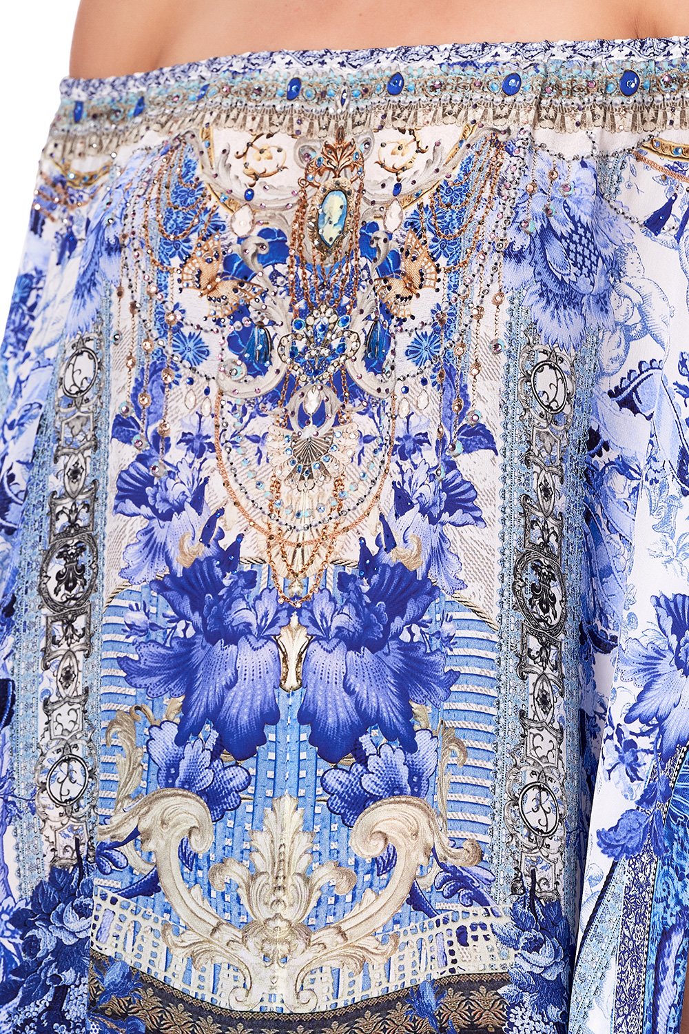 OFF SHOULDER KAFTAN WITH SPLIT PAINTED PROVINCIAL